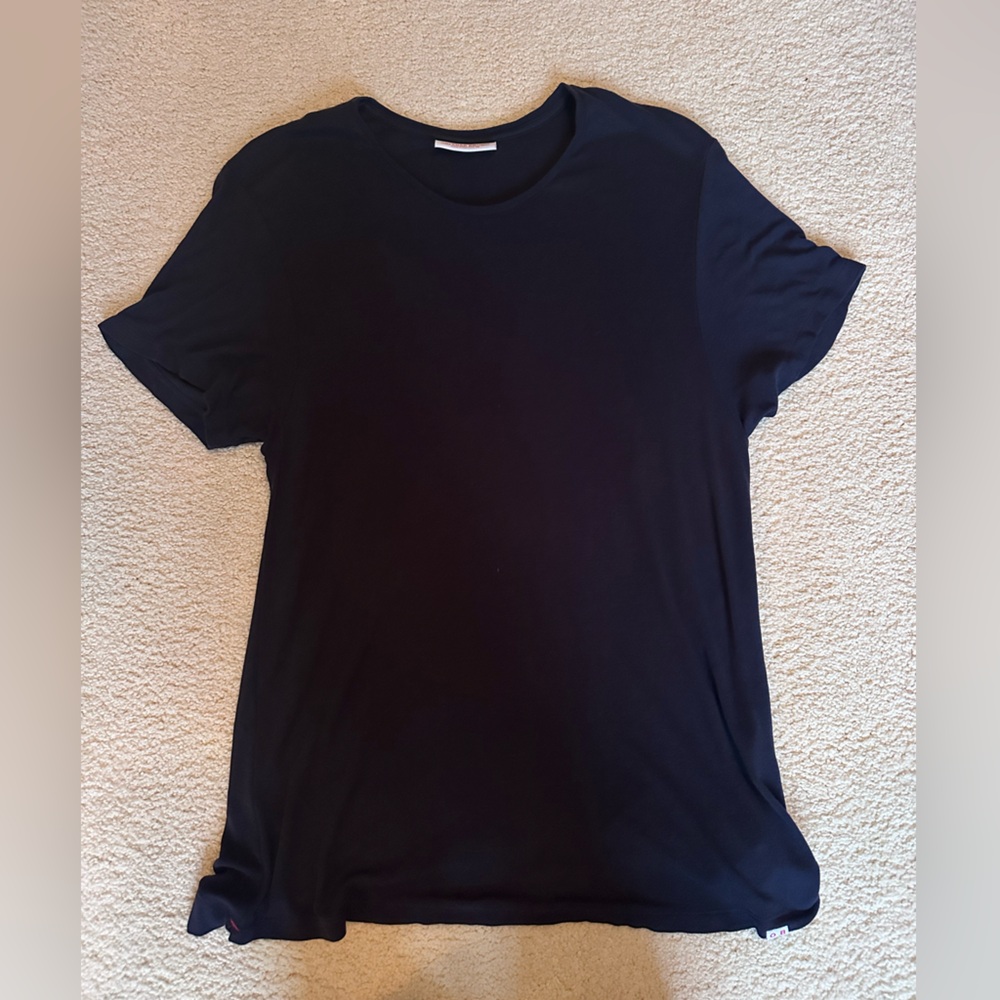 Orlebar Brown Crew neck modal cashmere t shirt in night iris blue